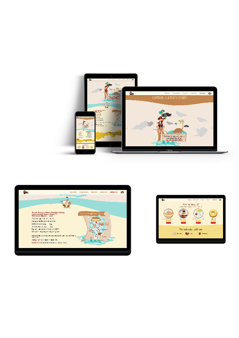 Captain Cheesy responsive web pages across multiple devices
