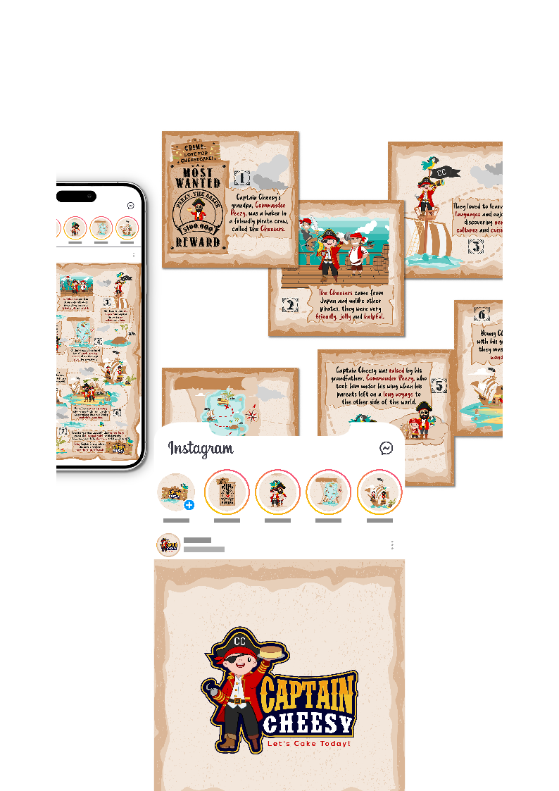 Captain Cheesy brand and social media visual system