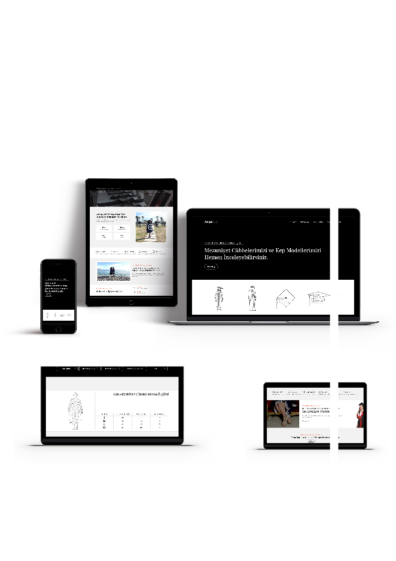 Editorial website design shown on dark device mockups