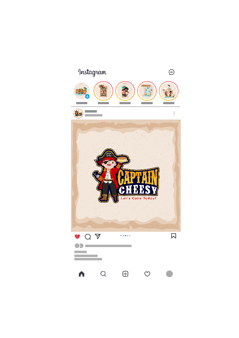 Captain Cheesy Instagram post with pirate character