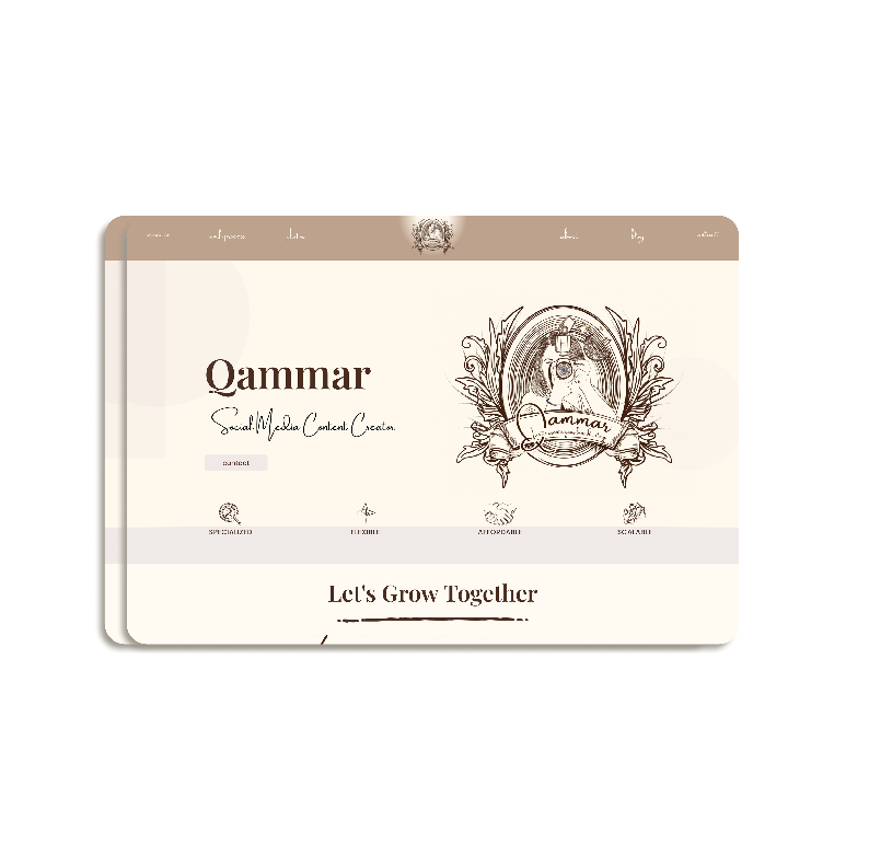 Qammar concept landing page interface