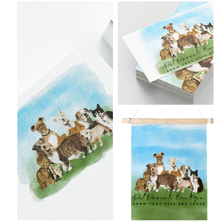 Storybook illustration poster with children and horses