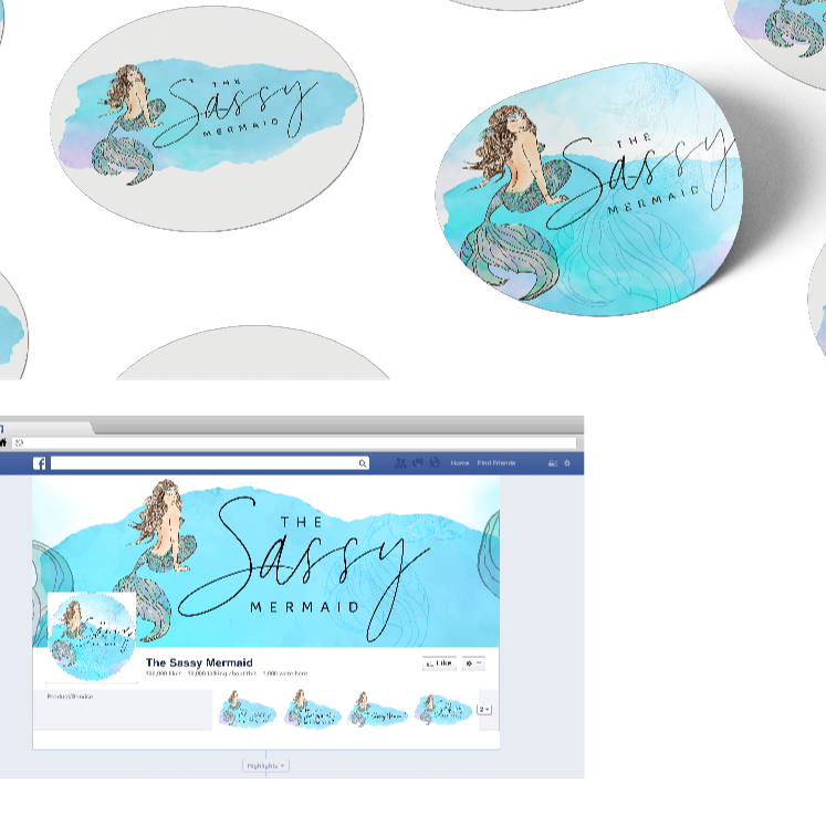 Sassy Mermaid blue branding and web preview
