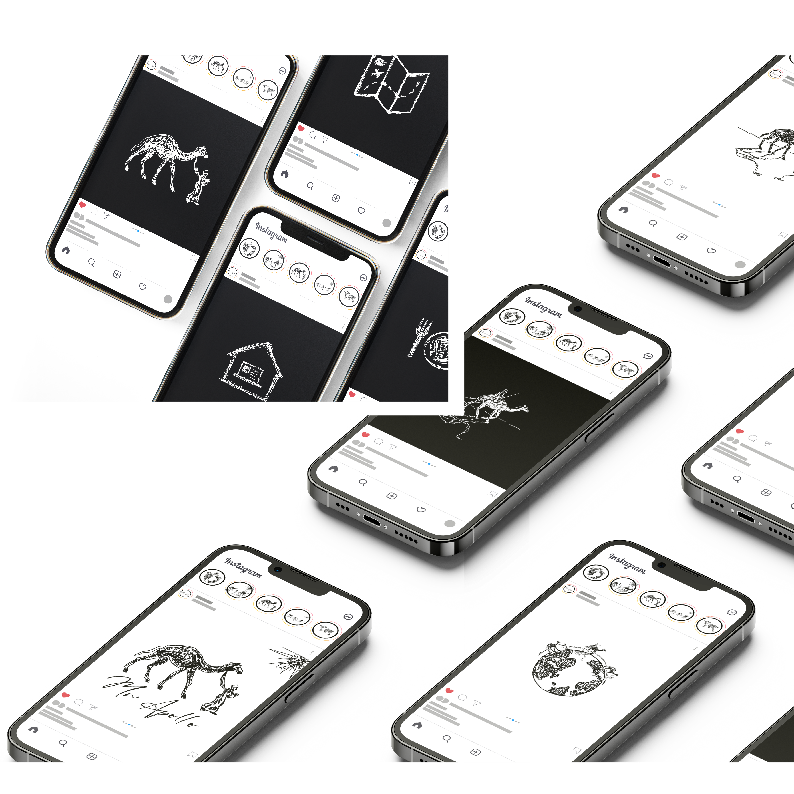 App screens presented on dark phone mockups