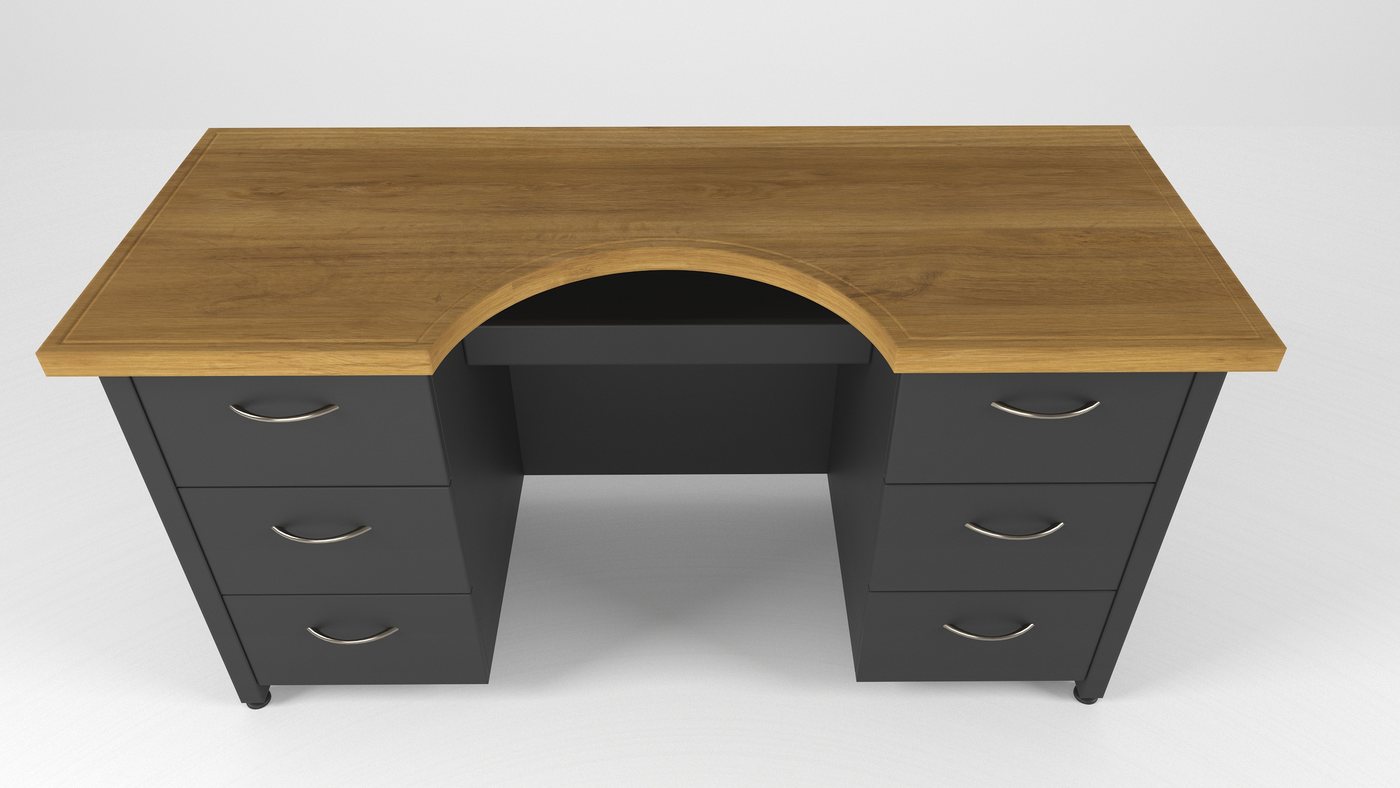 Desk and storage furniture render